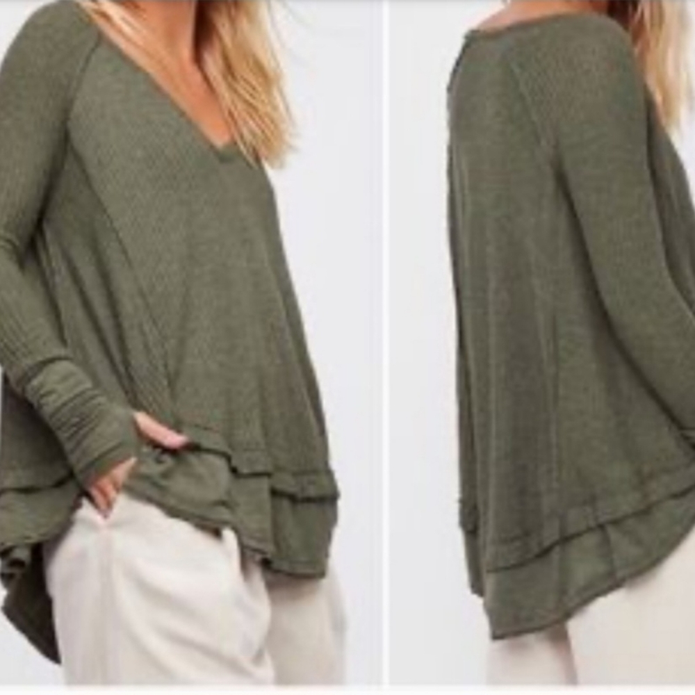 Free People Laguna Waffle Thermal XS Oversized - Picture 3 of 8
